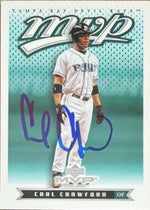 Carl Crawford Signed 2003 Upper Deck MVP Baseball Card - Tampa Bay Rays #199