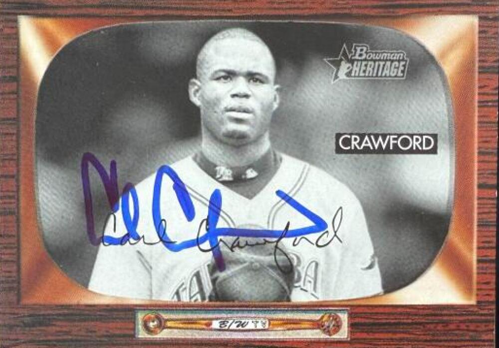 Carl Crawford Signed 2004 Bowman Heritage Black & White Baseball Card - Tampa Bay Rays #78