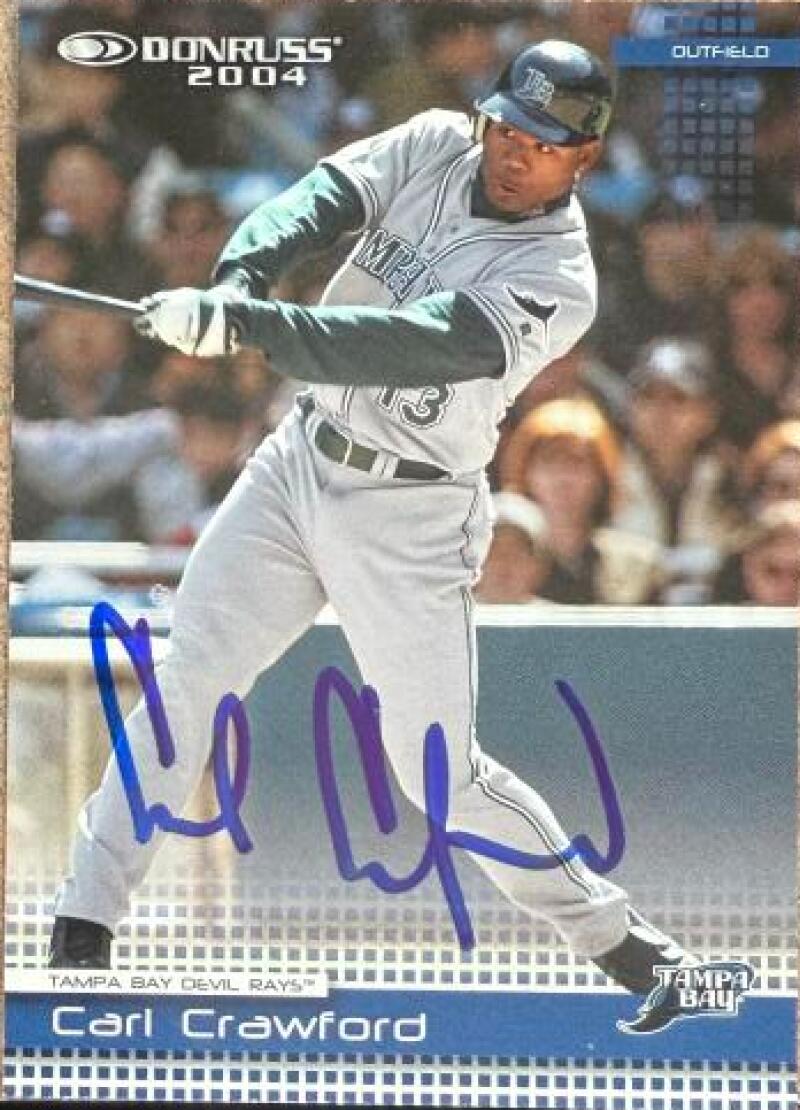 Carl Crawford Signed 2004 Donruss Baseball Card - Tampa Bay Rays #189