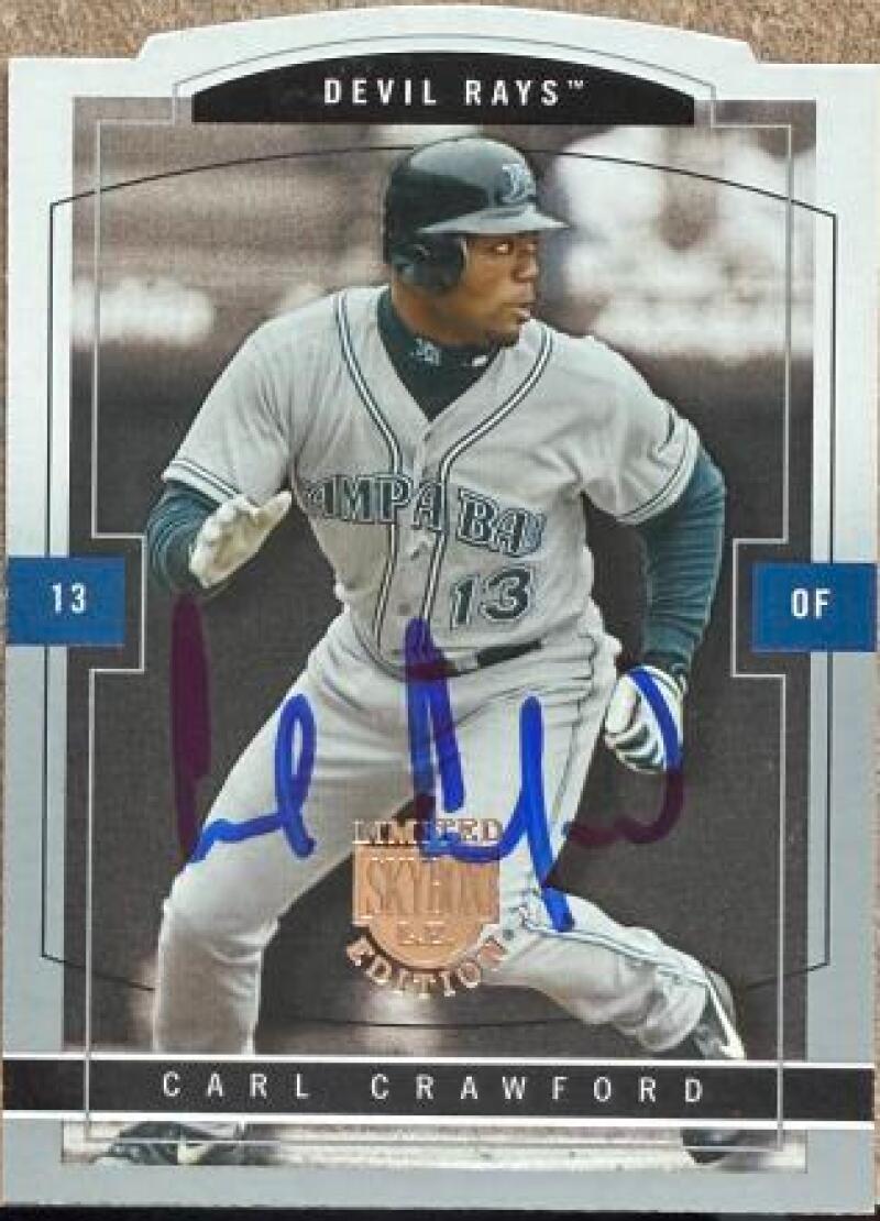 Carl Crawford Signed 2004 SkyBox LE Baseball Card - Tampa Bay Rays #74