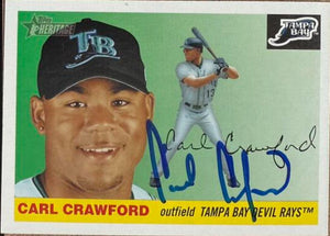 Carl Crawford Signed 2004 Topps Heritage Baseball Card - Tampa Bay Rays #284