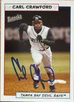 Carl Crawford Signed 2005 Bazooka Baseball Card - Tampa Bay Rays #160
