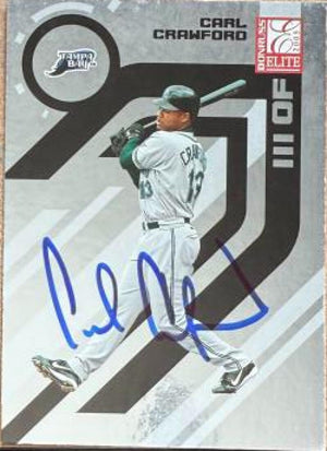 Carl Crawford Signed 2005 Donruss Elite Baseball Card - Tampa Bay Rays #138