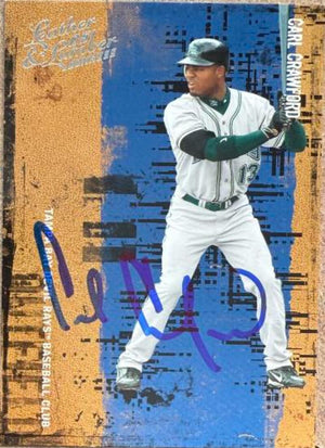 Carl Crawford Signed 2005 Donruss Leather & Lumber Baseball Card - Tampa Bay Rays #21