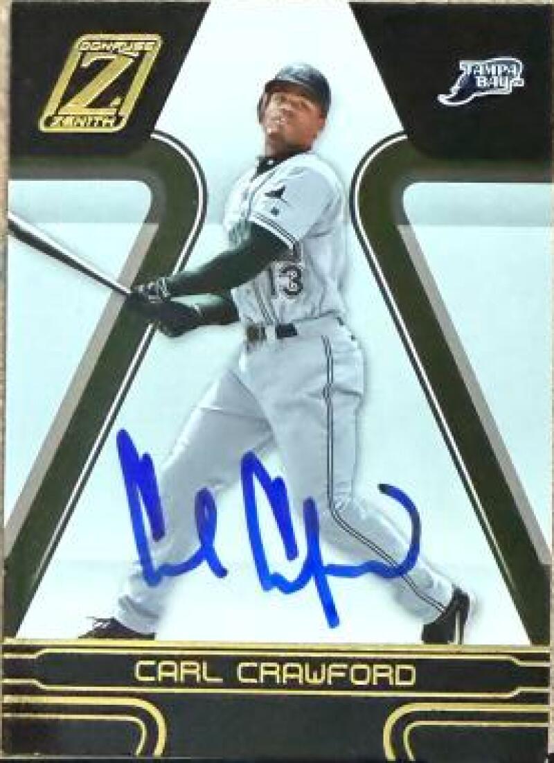 Carl Crawford Signed 2005 Donruss Zenith Baseball Card - Tampa Bay Rays #18