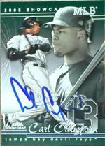 Carl Crawford Signed 2005 Fleer Showcase Baseball Card - Tampa Bay Rays #66