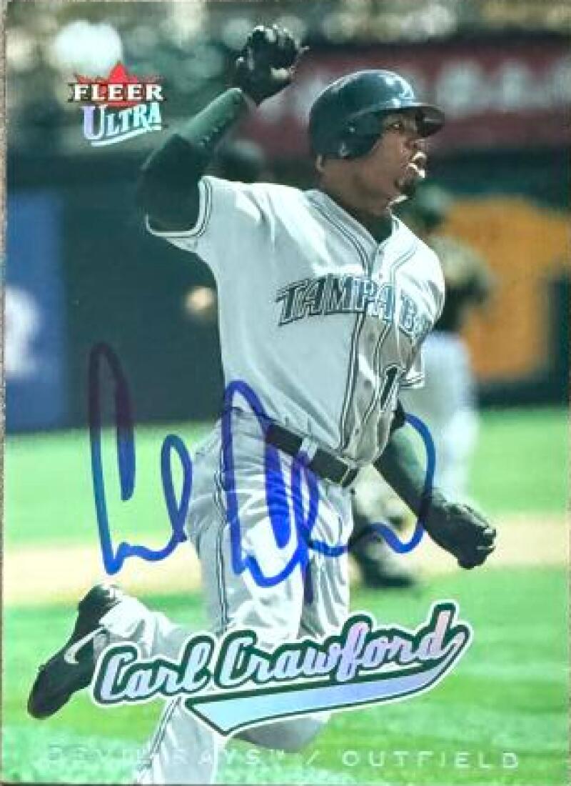 Carl Crawford Signed 2005 Fleer Ultra Baseball Card - Tampa Bay Rays #16