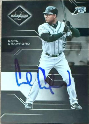 Carl Crawford Signed 2005 Leaf Limited Baseball Card - Tampa Bay Rays #22 SN699