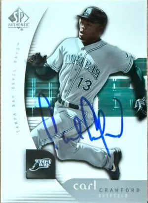Carl Crawford Signed 2005 SP Authentic Baseball Card - Tampa Bay Rays #18