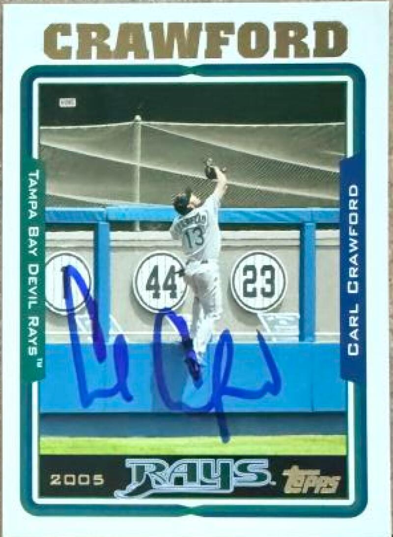 Carl Crawford Signed 2005 Topps Baseball Card - Tampa Bay Rays #42