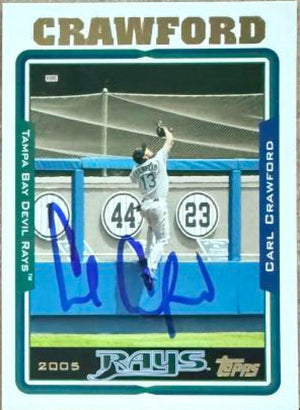 Carl Crawford Signed 2005 Topps Baseball Card - Tampa Bay Rays #42