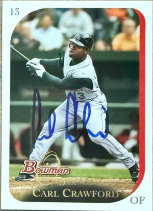 Carl Crawford Signed 2006 Bowman Originals Baseball Card - Tampa Bay Rays #15