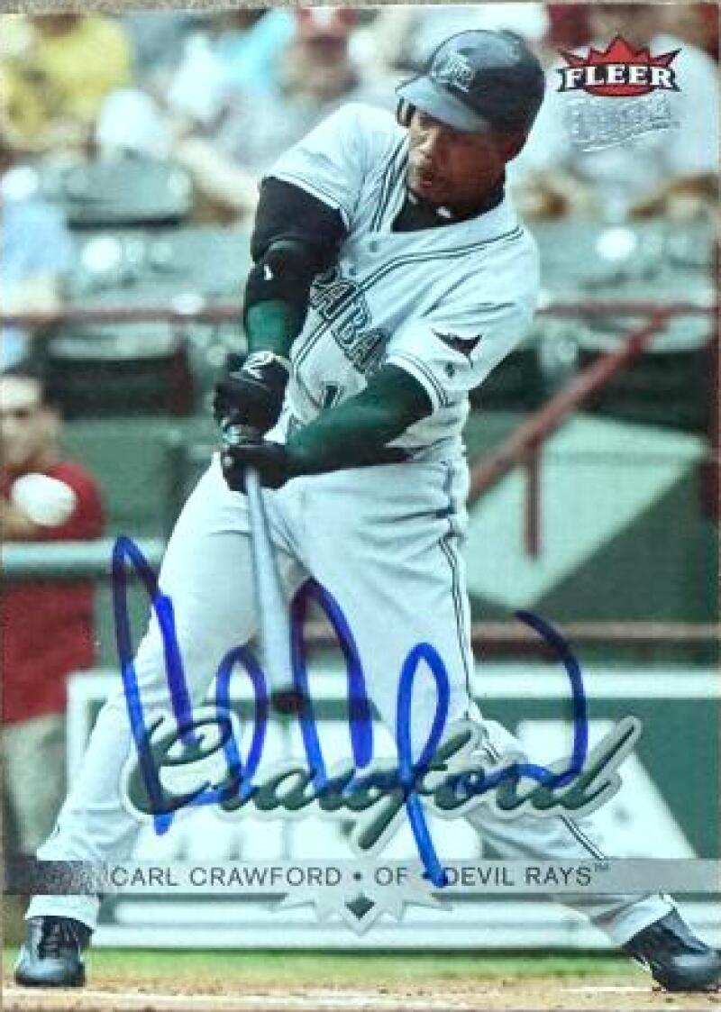 Carl Crawford Signed 2006 Fleer Ultra Baseball Card - Tampa Bay Rays #50