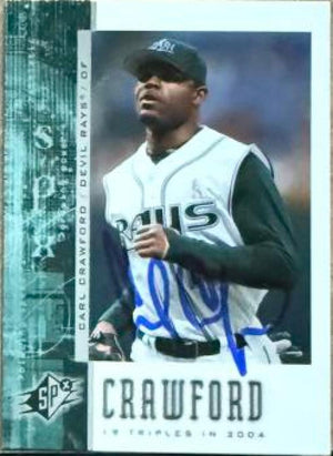 Carl Crawford Signed 2006 SPx Baseball Card - Tampa Bay Rays #89