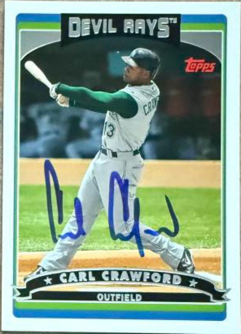 Carl Crawford Signed 2006 Topps Baseball Card - Tampa Bay Rays #5