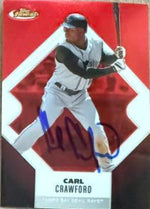 Carl Crawford Signed 2006 Topps Finest Baseball Card - Tampa Bay Rays #127