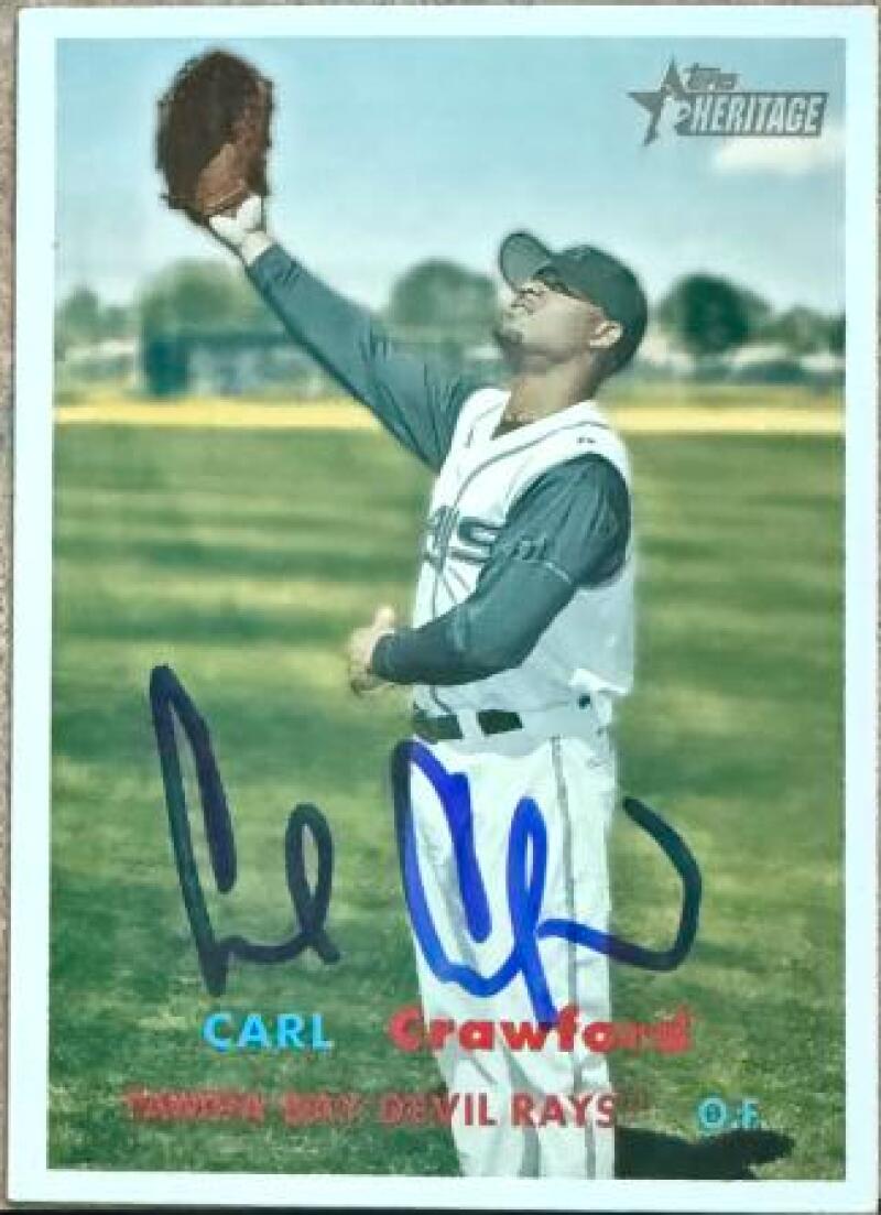 Carl Crawford Signed 2006 Topps Heritage Baseball Card - Tampa Bay Rays #319 SP