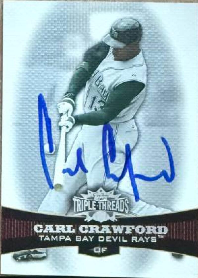 Carl Crawford Signed 2006 Topps Triple Threads Baseball Card - Tampa Bay Rays #94