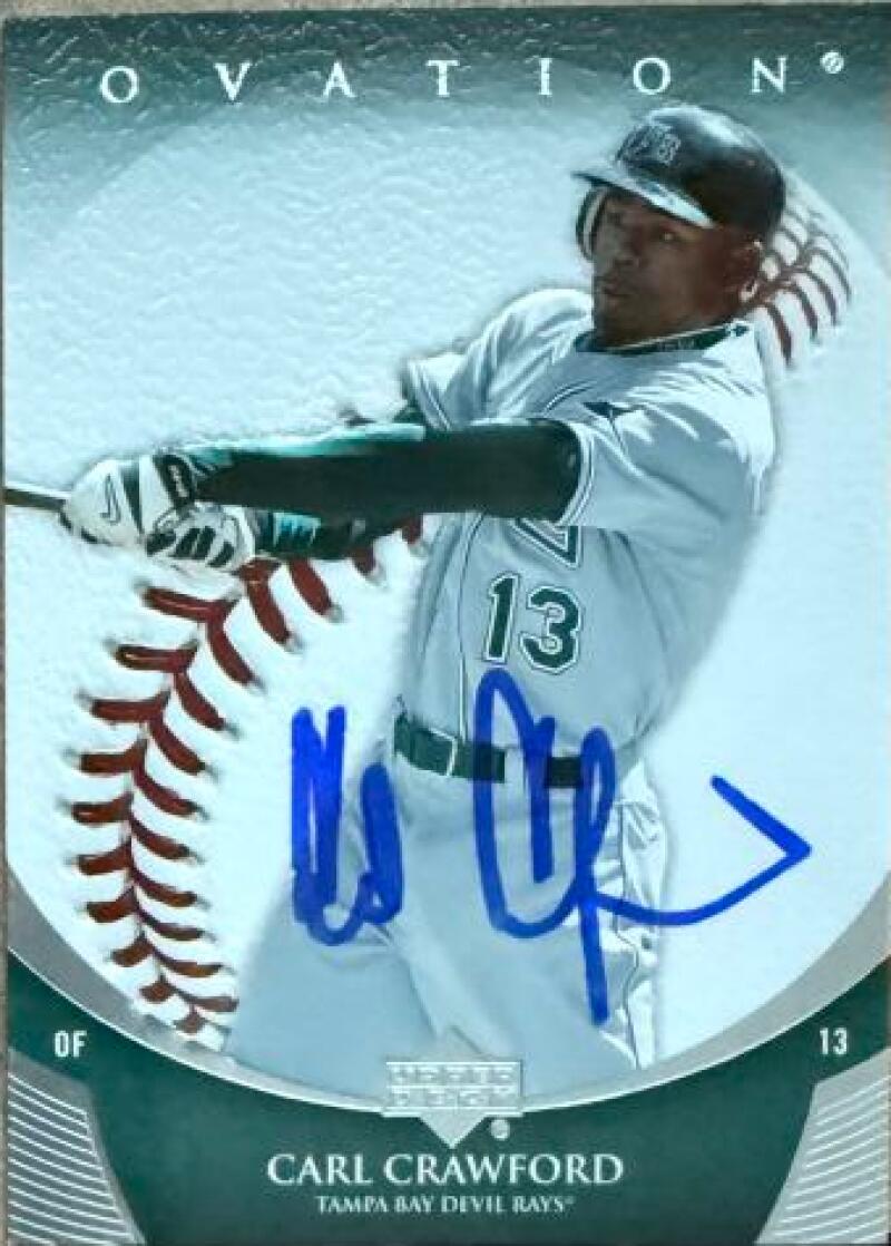 Carl Crawford Signed 2006 Upper Deck Ovation Baseball Card - Tampa Bay Rays #25