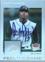 Carl Crawford Signed 2007 Fleer Ultra Feel the Game Baseball Card - Tampa Bay Rays