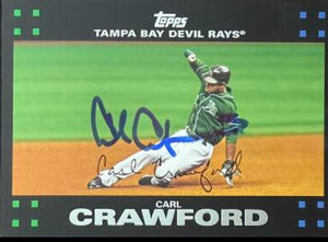 Carl Crawford Signed 2007 Topps Baseball Card - Tampa Bay Rays #189