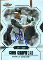 Carl Crawford Signed 2007 Topps Finest Baseball Card - Tampa Bay Rays #66