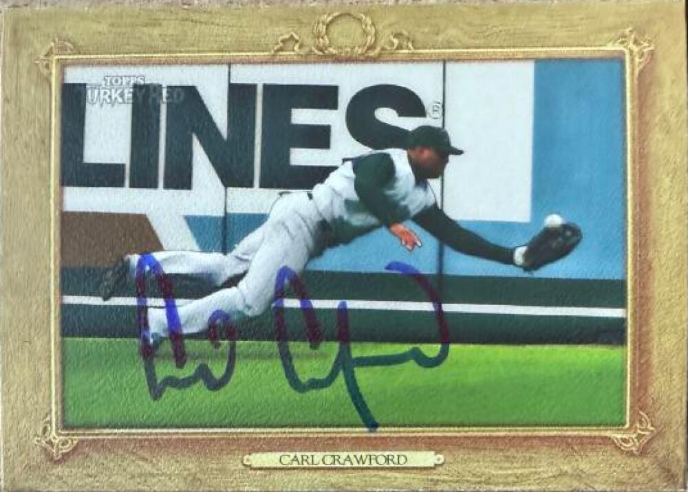 Carl Crawford Signed 2007 Topps Turkey Red Baseball Card - Tampa Bay Rays #58