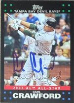 Carl Crawford Signed 2007 Topps Updates & Highlights Baseball Card - Tampa Bay Rays #UH250 AS