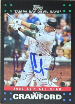 Carl Crawford Signed 2007 Topps Updates & Highlights Baseball Card - Tampa Bay Rays #UH250 AS