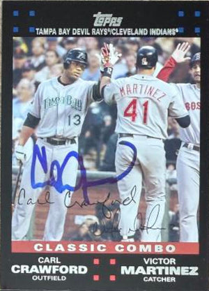 Carl Crawford Signed 2007 Topps Updates & Highlights Baseball Card - Tampa Bay Rays #UH283 CC