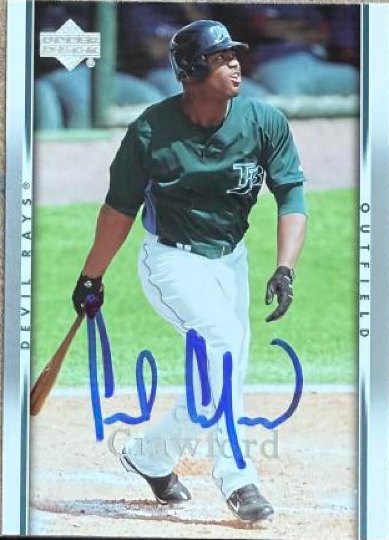 Carl Crawford Signed 2007 Upper Deck Baseball Card - Tampa Bay Rays #974