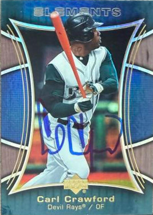 Carl Crawford Signed 2007 Upper Deck Elements Baseball Card - Tampa Bay Rays #38