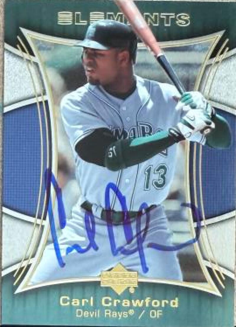 Carl Crawford Signed 2007 Upper Deck Elements Baseball Card - Tampa Bay Rays #80