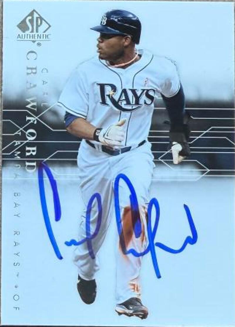 Carl Crawford Signed 2008 SP Authentic Baseball Card - Tampa Bay Rays #46