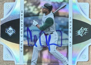 Carl Crawford Signed 2008 SPx Baseball Card - Tampa Bay Rays #91