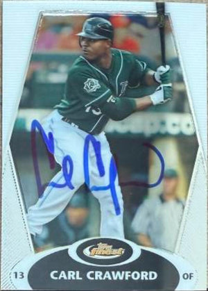 Carl Crawford Signed 2008 Topps Finest Baseball Card - Tampa Bay Rays #98