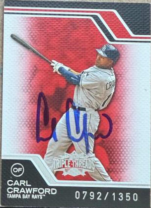 Carl Crawford Signed 2008 Topps Triple Threads Baseball Card - Tampa Bay Rays #82 SN1350