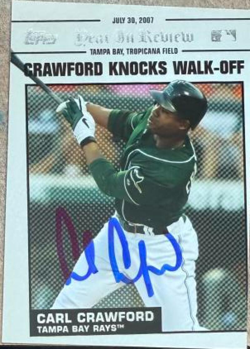 Carl Crawford Signed 2008 Topps Year in Review Baseball Card - Tampa Bay Rays #YR120