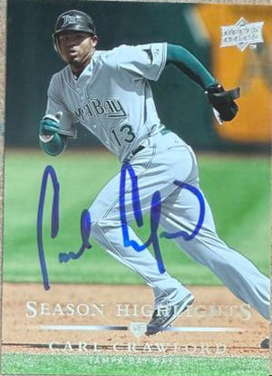 Carl Crawford Signed 2008 Upper Deck Baseball Card - Tampa Bay Rays #784 SH