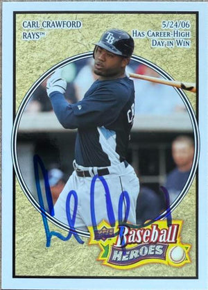 Carl Crawford Signed 2008 Upper Deck Heroes Baseball Card - Tampa Bay Rays #165