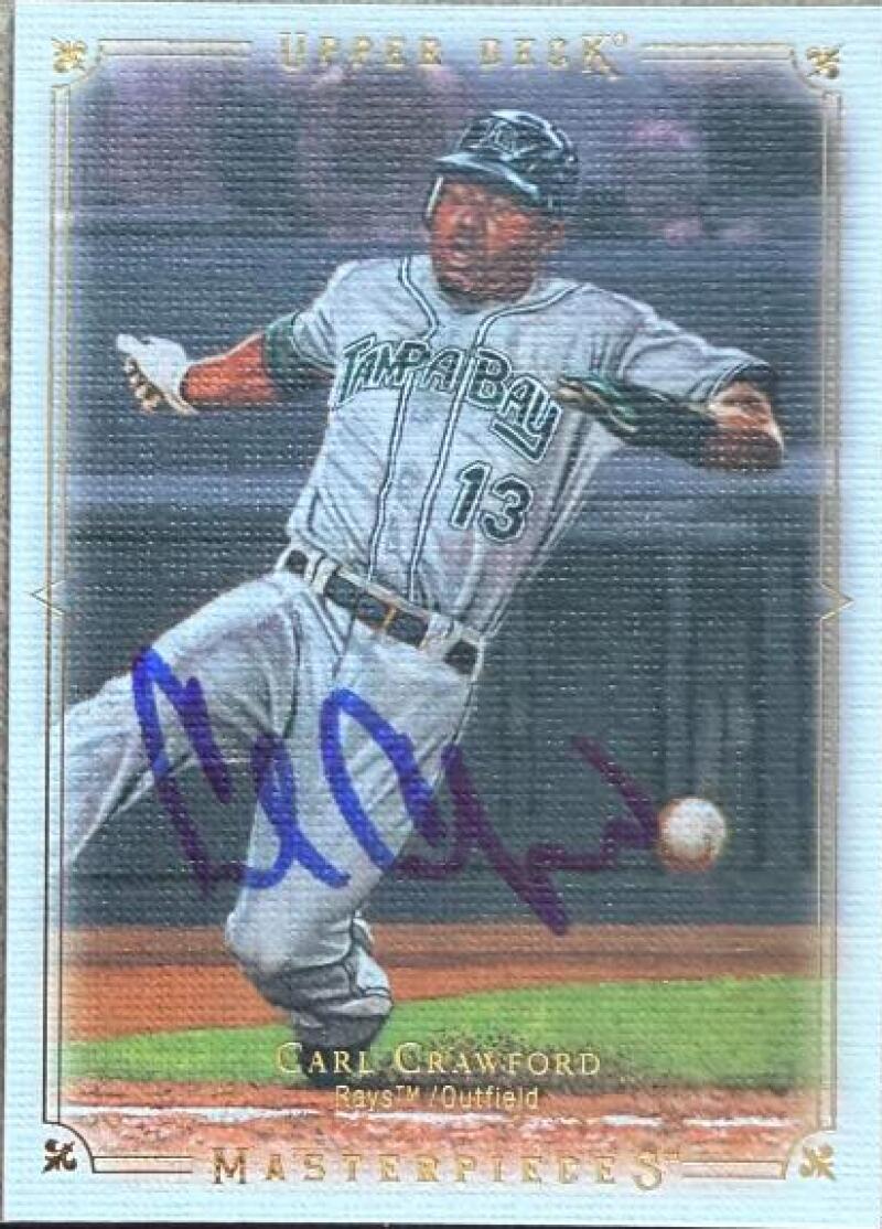 Carl Crawford Signed 2008 Upper Deck Masterpieces Baseball Card - Tampa Bay Rays #86