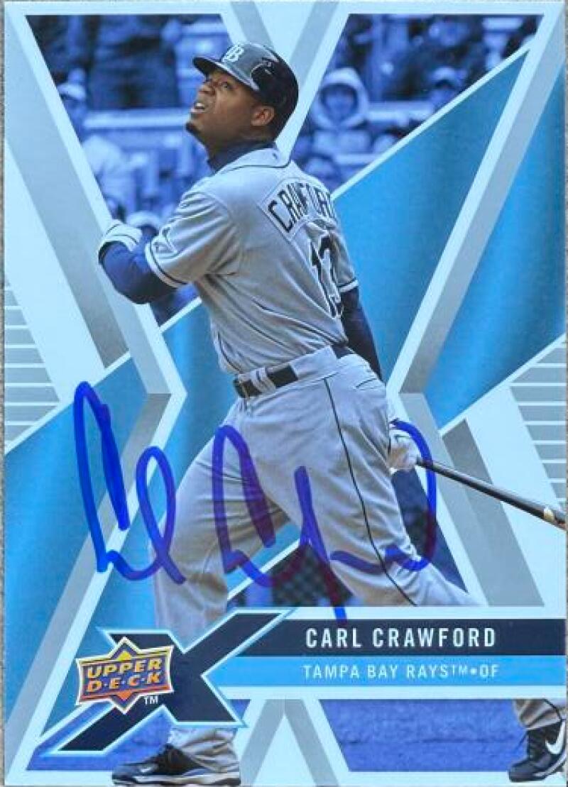 Carl Crawford Signed 2008 Upper Deck X Baseball Card - Tampa Bay Rays #93