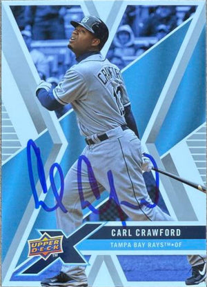 Carl Crawford Signed 2008 Upper Deck X Baseball Card - Tampa Bay Rays #93