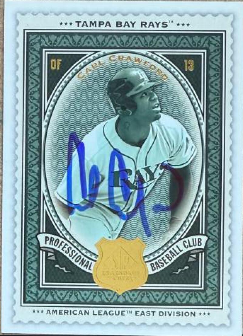 Carl Crawford Signed 2009 SP Legendary Cuts Baseball Card - Tampa Bay Rays #93