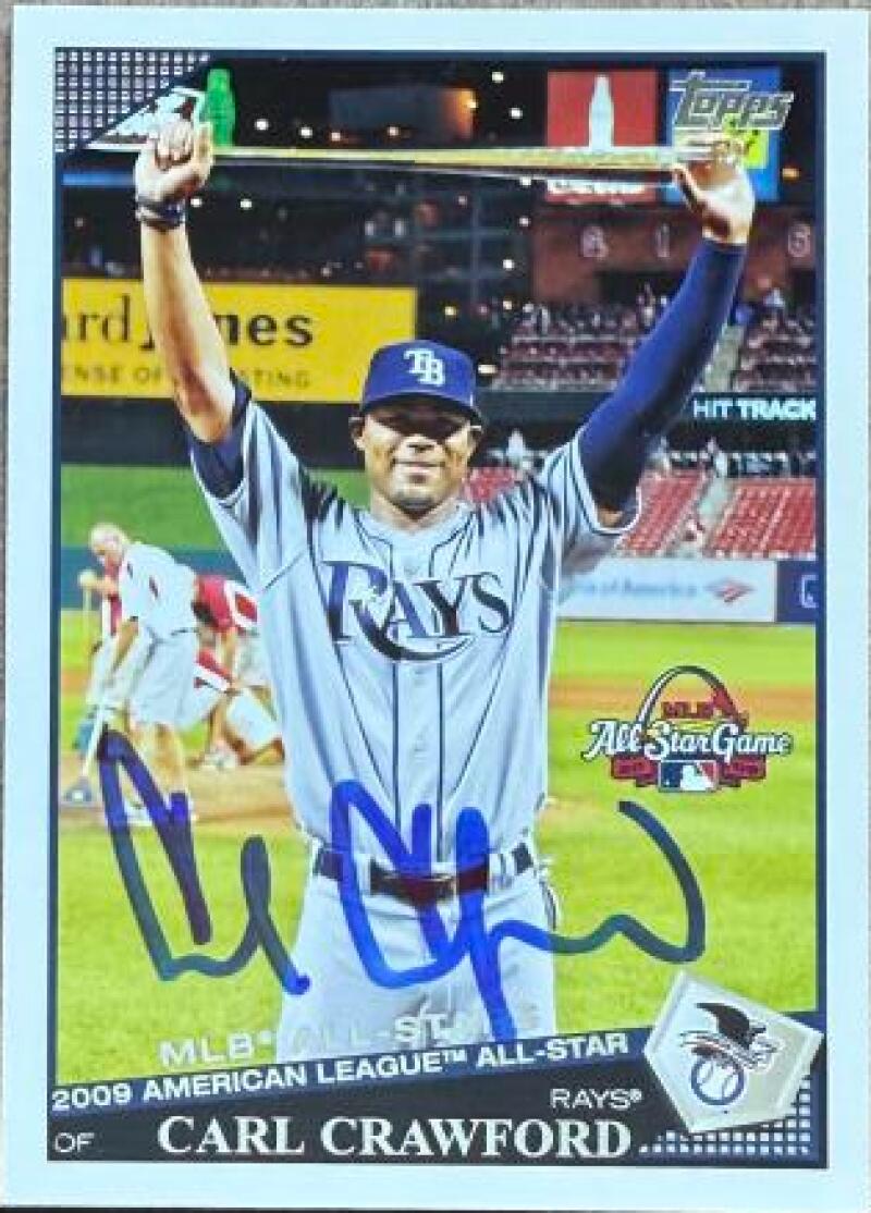 Carl Crawford Signed 2009 Topps Updates & Highlights Baseball Card - Tampa Bay Rays #UH318 AS