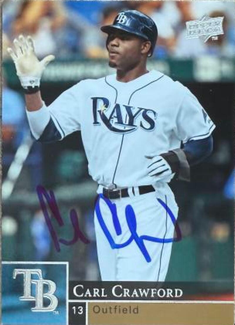 Carl Crawford Signed 2009 Upper Deck Baseball Card - Tampa Bay Rays #359