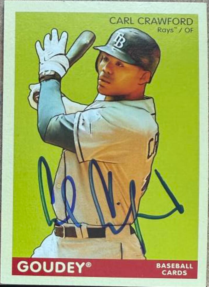 Carl Crawford Signed 2009 Upper Deck Goudey Baseball Card - Tampa Bay Rays #185