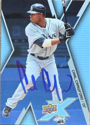 Carl Crawford Signed 2009 Upper Deck X Baseball Card - Tampa Bay Rays #87