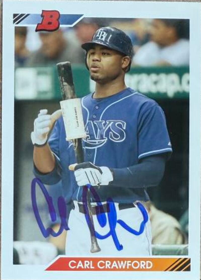 Carl Crawford Signed 2010 Bowman '92 Throwbacks Baseball Card - Tampa Bay Rays #BT24