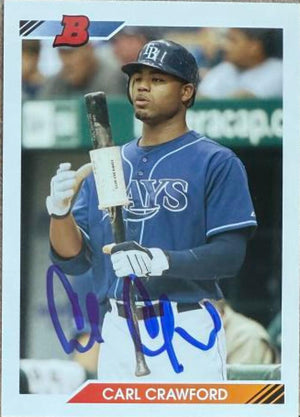 Carl Crawford Signed 2010 Bowman '92 Throwbacks Baseball Card - Tampa Bay Rays #BT24